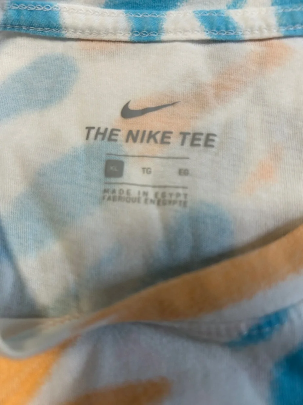 Nike Pink Graphic Tie-Dye Tee with Blue and Orange Accents - Picture 6 of 6